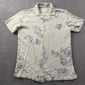 Porter And Ash Shirt Adult Floral Button Up Linen Blend Short Sleeve Casual Mens